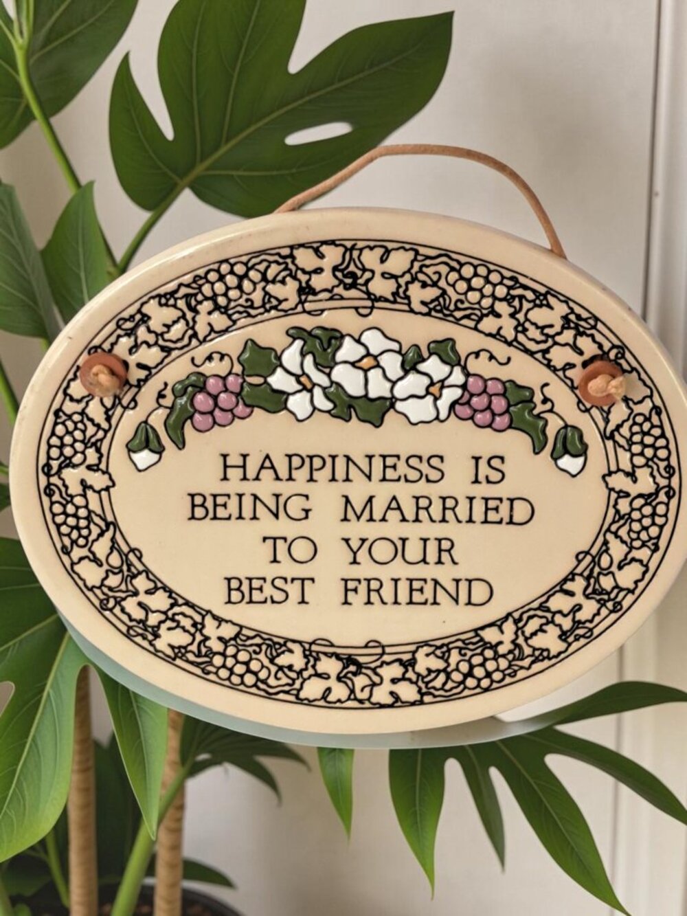 Trinity pottery "HAPPINESS IS BEING MARRIED TO YOUR BEST FRIEND" Cottagecore